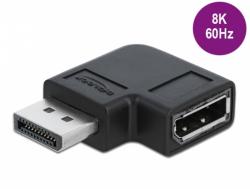 Delock Adaptor DisplayPort v1.4 8K60Hz T-M unghi 90 grade stanga, Delock 66296 (66296)