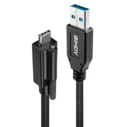 Lindy Cablu USB 3.1-A la USB-C 3.1 cu surub T-T 1m negru, Lindy L41878 (L41878)