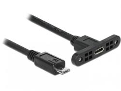 Delock Cablu micro USB-B USB 2.0 panel-mount la micro-B USB 2.0 M-T 25cm, Delock 85245 (85245)