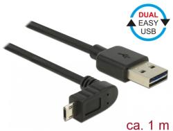 Delock Cablu EASY-USB 2.0-A la EASY-Micro USB 2.0 T-T unghi sus/jos 1m, Delock 83848 (83848)