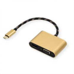 Roline Adaptor USB-C la HDMI 4K60Hz + VGA T-M 0.1m, Roline 12.03. 3165 (12.03.3165-5)