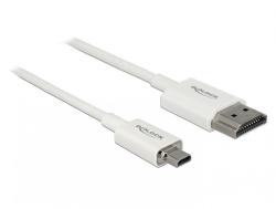 Delock Cablu HDMI la micro HDMI-D T-T 3D 4K 2m Slim Premium Alb, Delock 85151 (85151)