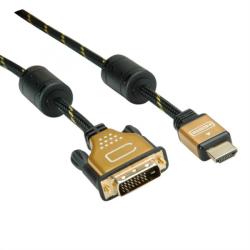 Roline Cablu HDMI la DVI 24+1 pini T-T GOLD 2m, Roline 11.04. 5891 (11.04.5891-10)