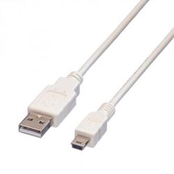 Valueline Cablu USB 2.0 la mini USB-B T-T 3m Alb, Value 11.99. 8730 (11.99.8730-10)