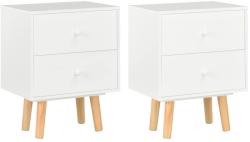 vidaXL Noptiere, 2 buc. , alb, 40 x 30 x 50 cm, lemn masiv de pin (285224)