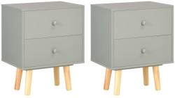 vidaXL Noptiere, 2 buc. , gri, 40 x 30 x 50 cm, lemn masiv de pin (285227)