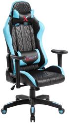 Antares Monte-Carlo gamer szék műbőr borítás műanyag design lábkereszt design görgők fekete-világoskék (ANKHSZ170-1)