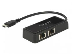 Delock Placa de retea USB-C 3.1 Gen 1 la 2 x Gigabit LAN, Delock 63927 (63927)