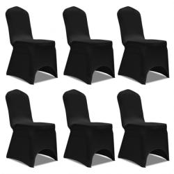 vidaXL Husă de scaun elastică, 6 buc. , negru (241198)