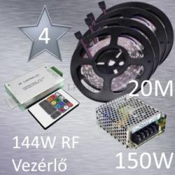 Vled Silver 4 (5050 SMD 30led/m szalag +RF 20 gombos vezérlő + 150W fém táp) (RGB-szett-silver-4)