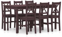 vidaXL Set mobilier de bucătărie, 7 piese, maro închis, lemn de pin (283377)