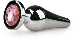 EasyToys Metal No. 11 - pink köves kúp anál plug - ezüst (3, 5cm) - sexshopcenter