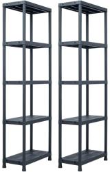vidaXL Rafturi de depozitare 2 buc. negru 60x30x180 cm plastic 125 kg (276257) Raft