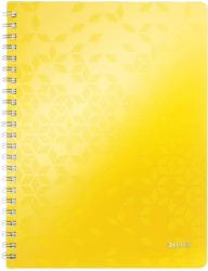 Leitz Caiet de birou WOW, PP, certificare FSC, reciclabil, A4, 80 coli, cu spira, matematica, Leitz galben E46380016 (E46380016)