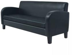 vidaXL Canapea cu 3 locuri, negru, piele artificială (245588) Canapea