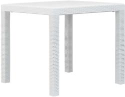 vidaXL Masă de grădină, albă, 79x79x72 cm, plastic, aspect ratan (45601)