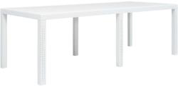 vidaXL Masă de grădină, albă, 220x90x72 cm, plastic, aspect ratan (45607) - vidaxl