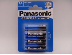 Panasonic R6 AA baterii zinc carbon General Purpose 1.5V blister 4 Baterii de unica folosinta