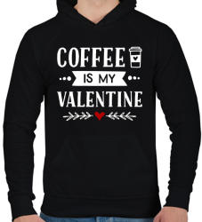 printfashion Coffe is my valentine - Férfi kapucnis pulóver - Fekete (2181521)