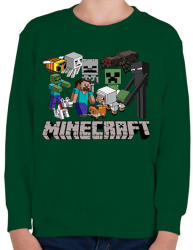 printfashion Minecraft karakterek - Gyerek pulóver - Sötétzöld (2179299)