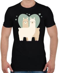 printfashion Láma Love - Férfi póló - Fekete (2192567)