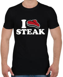 printfashion I love steak - Férfi póló - Fekete (2148844)