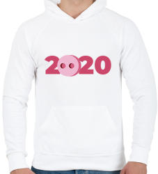 printfashion 2020 Disznóvágás - Férfi kapucnis pulóver - Fehér (2165667)
