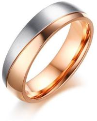 Ékszerkirály Férfi karikagyűrű ezüst sávval, nemesacél, arany színű, 10-es méret (32837945015_2)