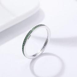Ékszerkirály Ezüst gyűrű kristályokkal, zöld, 8-as méret (32846169767_8)