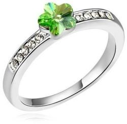 Ékszerkirály Virág alakú gyűrű, Peridot zöld, Swarovski kristállyal díszített, 6, 5 (4-140_9)