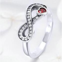 Ékszerkirály Ezüst gyűrű a végtelen jelével és szívvel, 8-as méret (32914423741_2)