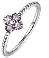 Ékszerkirály Apró virágos ezüst gyűrű, Pink, 6 (PA7197)