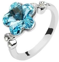Ékszerkirály Virág formájú gyűrű, Aquamarine, Swarovski kristállyal díszített, 5, 5 (4-014)