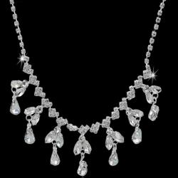 Ékszerkirály Függőkkel és kristállyal díszített nyaklánc, ezüst színű (32359260078)