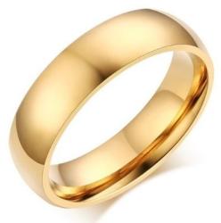 Ékszerkirály Női karikagyűrű, klasszikus stílusú, nemesacél, arany színű, 10-es méret (32833402611_8)