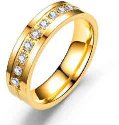 Ékszerkirály Nemesacél női karikagyűrű cirkóniumkristállyal, arany, 9-es méret (32919635056_3)