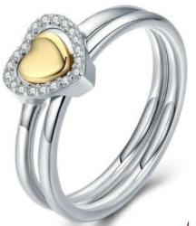 Ékszerkirály Ezüst gyűrű szív alakú díszítéssel, 6-os méret (32849515845)