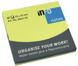 Info Notes Notite adezive 75 x 75mm 80 file/set verde intens Info Notes IN5654-33 (IN5654-33)
