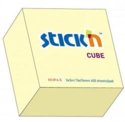 STICKN Cub notes autoadeziv 76 x 76 mm, 400 file, Stickn - galben pastel (HO-21072)
