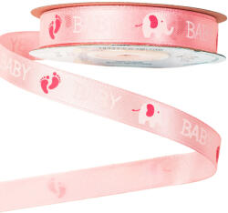  Baby" feliratos szatén szalag 12mm x 20m - Rózsaszín (CL12-01)