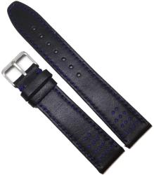  Curea de ceas din piele naturala - Neagra cu cusatura albastra - 18mm, 20mm - WZ3655 (WZ3655)