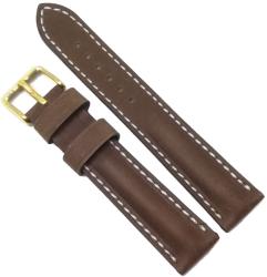 Fleurus Curea Ceas „Fleurus Kraft Heritage - Piele Robustă de Vițel, Maro cu Cusătură Albă (18mm - 24mm) (1EY14D05)