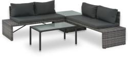 vidaXL Set mobilier de grădină cu perne, 3 piese, gri, poliratan (44720)