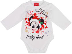 Andrea Kft Disney Minnie "Hello Christmas" feliratos hosszú ujjú baba body fehér