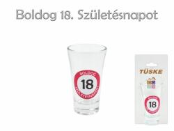 Pálinkás pohár Boldog 18. Születésnapot 9cm 8534 - Tréfás Feles pohár