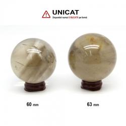  Sfera Cuart Fumuriu Mineral Natural - 60-63 mm - 1 Buc