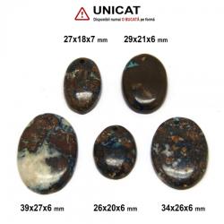  Pandantiv Cupru cu Crisocola si Azurit - Oval - 26-39 x 18-27 x 6-7 mm- (XL)- 1 Buc