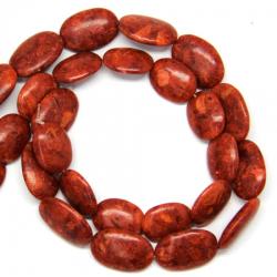  Coral Rosu Poros Margele Pietre Semipretioase Oval - 25 x 19 mm
