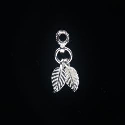 Charm Argint 925 Butoias si Frunze 21 x 6 mm - 1 Buc