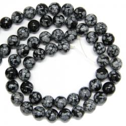  Obsidian Fulg de Zapada Rotund 12 mm - Margele Pietre Semipretioase